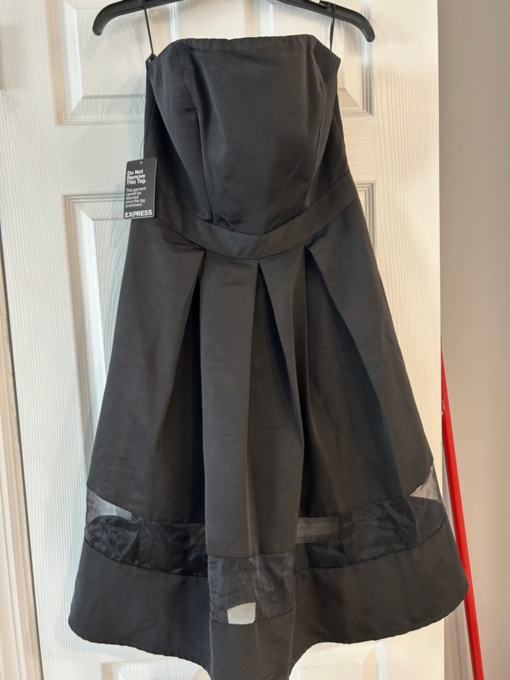 Express Black Strapless Pleated Cocktail Dress
